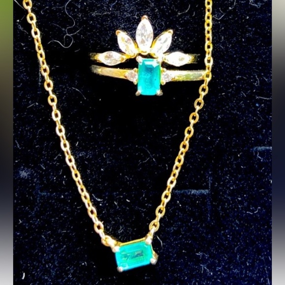 PARAIBA TOURMALINE & CZ SET - Picture 1 of 17